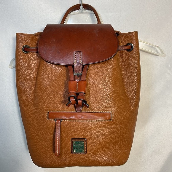 Dooney & Bourke Murphy Tan & Brown Medium Pebbled Leather Backpack - Picture 1 of 16